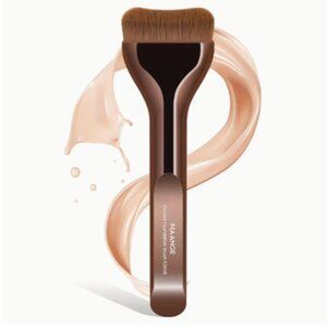 MAANGE Curved Foundation Brush | Aluminum Tube Makeup Brush | Soft Nylon Bristle